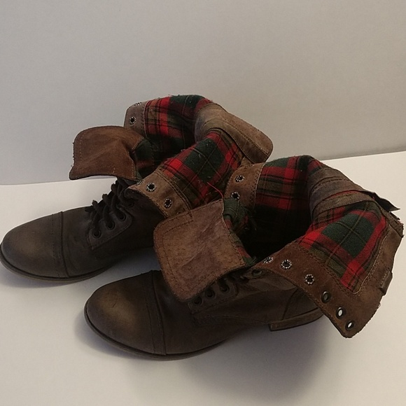 Steve Madden distressed fold over combat boots - Picture 4 of 8